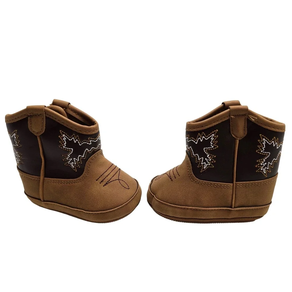 Western Cowboy Boots Baby Crib Shoes Brown Size 11